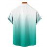 Chemise de Vacances Boutonnée Palmier Ombré Imprimé à Manches Courtes - Vert 4XL