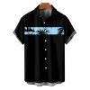 Chemise de Vacances Boutonnée Palmier Imprimé à Manches Courtes - Bleu clair 5XL