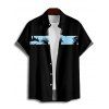 Chemise de Vacances Boutonnée Palmier Imprimé à Manches Courtes - Bleu clair 5XL