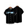 Chemise de Vacances Boutonnée Palmier Imprimé à Manches Courtes - Bleu clair 5XL