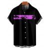 Chemise de Vacances Boutonnée Palmier Imprimé à Manches Courtes - Pourpre L