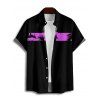 Chemise de Vacances Boutonnée Palmier Imprimé à Manches Courtes - Pourpre L
