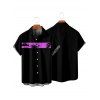 Chemise de Vacances Boutonnée Palmier Imprimé à Manches Courtes - Pourpre L