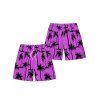 Short de Plage de Vacances Imprimé Palmier pour Homme - Pourpre 5XL