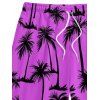 Short de Plage de Vacances Imprimé Palmier pour Homme - Pourpre 5XL