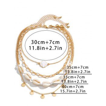 3 Pcs Faux Pearl Geometric Shell Pendant Beach Necklace Set Vacation Women Accessories