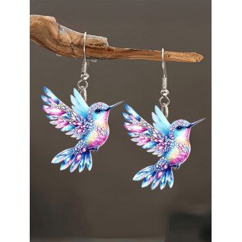 Colored Sequined Bird Shape Drop Earrings Vacation Earrings