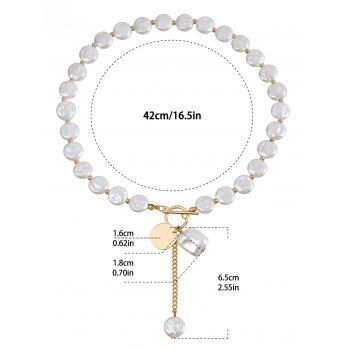 Simple Faux Pearl Geometric Pendant Elegance Necklace