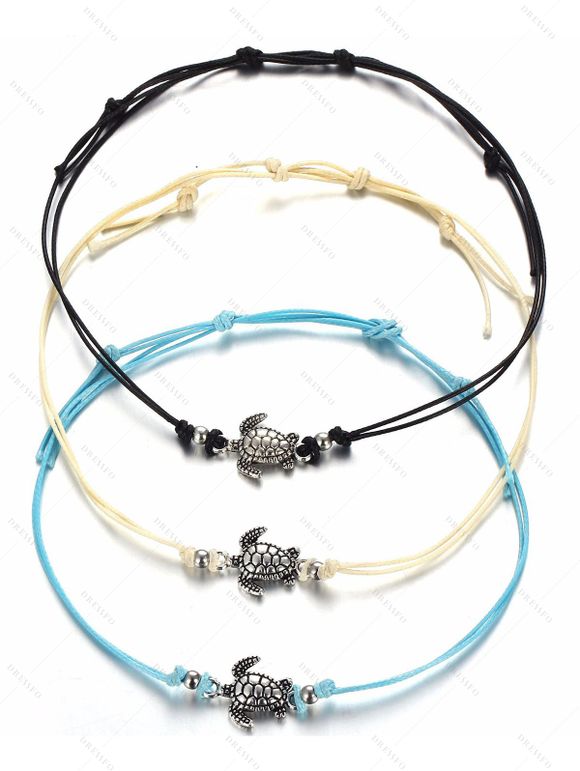 3 Pièces Chaîne de Cheville en Corde Réglable Motif Tortue Marine pour Vacances à la Plage - multicolor A 