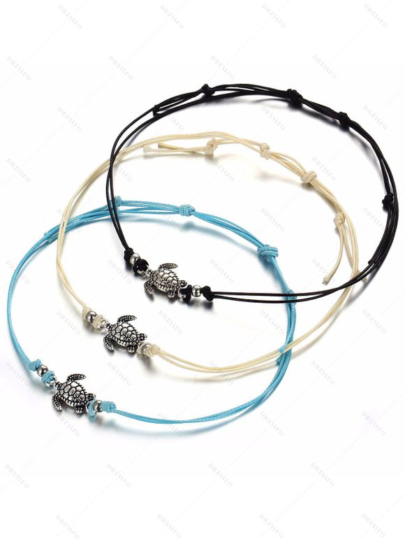 3 Pièces Chaîne de Cheville en Corde Réglable Motif Tortue Marine pour Vacances à la Plage - multicolor A 