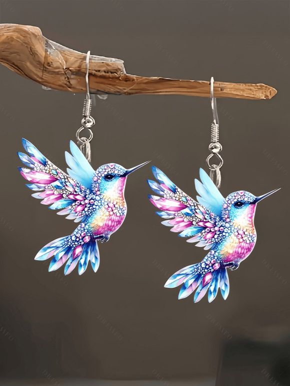 Boucles D'Oreilles de Vacances Colorées en Forme D'Oiseau à Paillettes - multicolor C 