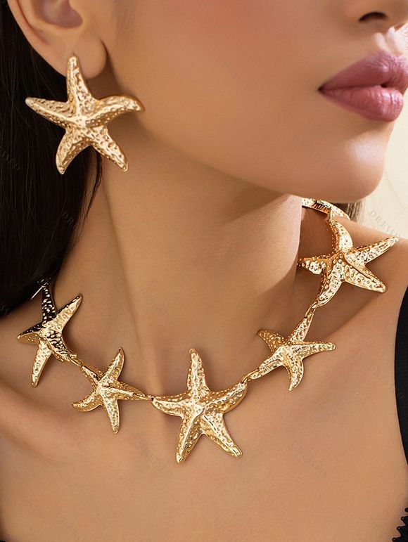 Ensemble de Collier et Boucles D'Oreilles de Vacances Style Plage Accessoires de Vacances pour Femme - d'or 