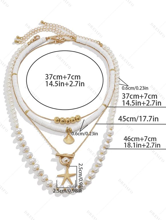 Ensemble de Collier Superposé Coquille Etoile de Mer 4 Pièces - multicolor B 