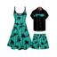 Vacation Style Palm Tree Printed Strapless Dress with Mens Short Sleeve Shirt and Mens Beach Pants Three Piece Set - Pourpre S | US 4