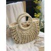 Sac à Main Tressé en Couleur Unie Multi-Usage pour la Plage - café lumière 
