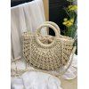 Sac à Main Tressé en Couleur Unie Multi-Usage pour la Plage - café lumière 
