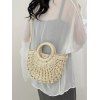 Sac à Main Tressé en Couleur Unie Multi-Usage pour la Plage - café lumière 