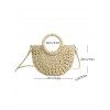 Sac à Main Tressé en Couleur Unie Multi-Usage pour la Plage - café lumière 