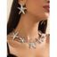 Ensemble de Collier et Boucles D'Oreilles de Vacances Style Plage Accessoires de Vacances pour Femme - Argent 