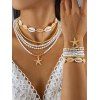 Ensemble de Collier et de Bracelet de Plage Pendant Perlé Etoile de Mer 12 Pièces - multicolor A 