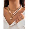 Ensemble de Collier Géométrique Pendant Superposé en Fausse Perle 4 Pièces - multicolor A 