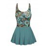 Maillot de Bain 1 Pièce à Bretelles Ajustables à Motif Paisley Ethnique - Vert clair L | US 8-10