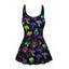 Maillot de Bain 1 Pièce à Coupe Basse Imprimé Champignon Coloré avec Noeud Papillon - Noir L | US 8-10