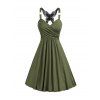 Robe Ligne A Décontractée à Bretelle Croisée Papillon en Couleur Unie à Taille Haute - Vert profond S | US 4