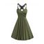 Robe Ligne A Décontractée à Bretelle Croisée Papillon en Couleur Unie à Taille Haute - Vert profond S | US 4