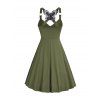 Robe Ligne A Décontractée à Bretelle Croisée Papillon en Couleur Unie à Taille Haute - Vert profond S | US 4