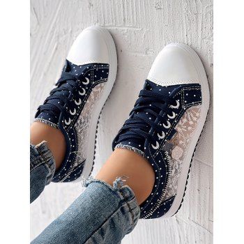 See Thru Flower Lace Up Flower Pendant Flat Shoes