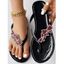 Rhinestone Butterfly Flip Flops Flat One Toe Slip On Trendy Sandals - Noir EU 38