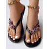 Rhinestone Butterfly Flip Flops Flat One Toe Slip On Trendy Sandals - Noir EU 38