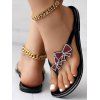 Rhinestone Butterfly Flip Flops Flat One Toe Slip On Trendy Sandals - Noir EU 38