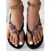 Rhinestone Butterfly Flip Flops Flat One Toe Slip On Trendy Sandals - Noir EU 38