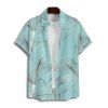 Vacation Couple Outfit Tropical Leaf Pattern Spaghetti Strap A Line Mini Tank Dress and Roll Up Sleeve Shirt Matching Outfit - Vert clair S | US 4