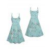 Vacation Couple Outfit Tropical Leaf Pattern Spaghetti Strap A Line Mini Tank Dress and Roll Up Sleeve Shirt Matching Outfit - Vert clair S | US 4