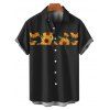 Chemise Décontractée Motif de Tournesol à Manches Roulées pour Homme - Noir S