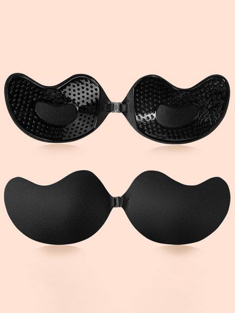 Solid Color Push Up Non-convertible Strap Breathable Front Buckle Bra