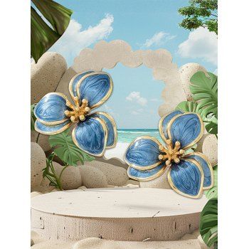 Vintage Layered Petals Floral Shaped Stud Earrings Elegance Earrings