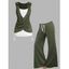 Vacation leisure fake two-piece contrast color pleated women's vest with women's casual loose wide-leg trousers with suit - Vert profond S | US 4