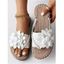 Flower Decor Braided One Toe Flip Flops Flat Slip On Beach Trendy Sandals - WHITE 39