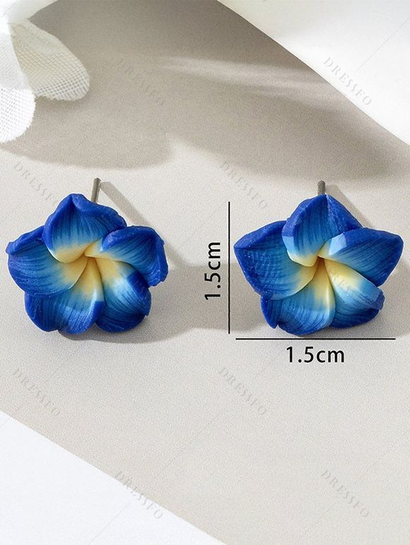 Vacation Outfit Watercolor Leaf Floral Print Spaghetti Strap Pocket Long Dress and Flower Shaped Stud Earrings Braid Chunky Heel Sandals Set - Bleu S | US 4