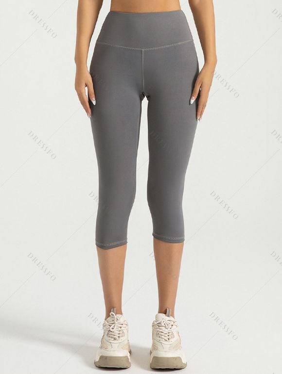 Leggings de Yoga Capri Moulant à Taille Haute à Lacets - Gris Clair XXXL | US 14