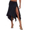 Jupe Mi-Longue Fendue en Couleur Unie à Ourlet Asymétrique - Noir XXL | US 14