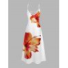 Tropical Floral Pattern Spaghetti Strap Vacation Dress Pocket A Line Long Beach Dress - ORANGE XXL | US 14