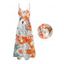 Robe de Plage Longue Ligne A Motif de Fleur Tropicale à Bretelle Fine avec Poche - Orange L | US 8-10