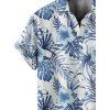Vacation Couple Outfit Tropical Flower Leaf Print Belted Mini Dress and Roll Up Sleeve Shirt Solid Color Drawstring Waist Shorts Matching Outfit - Bleu profond S | US 4