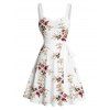 Mini Robe de Vacances Ligne A Fleurie Motif de Feuille avec Ceinture - Blanc M | US 6