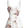 Mini Robe de Vacances Ligne A Fleurie Motif de Feuille avec Ceinture - Blanc XL | US 12